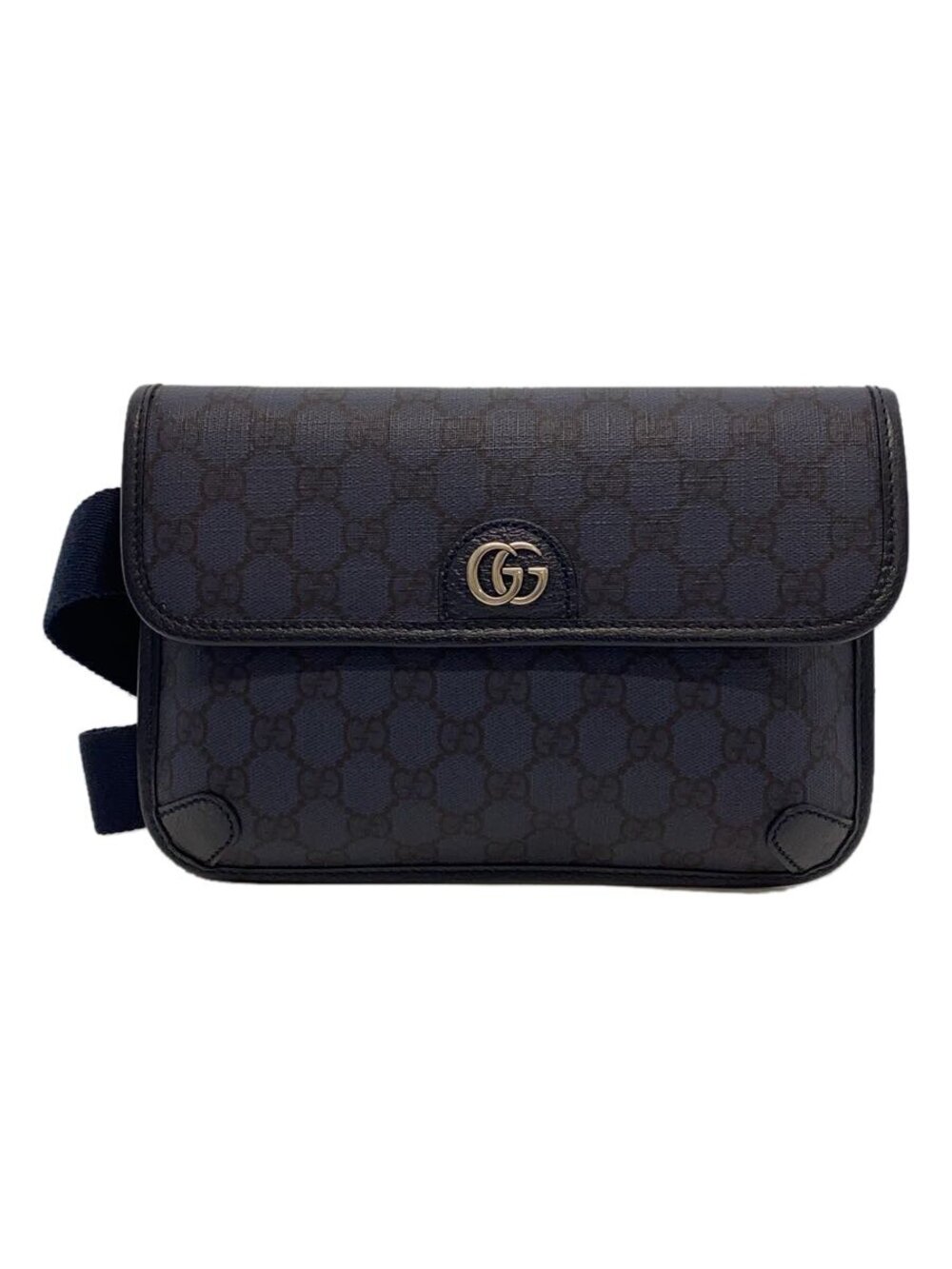 Gucci GG Supreme Belt Bag Waist Pouch Clutch Leather Navy Blue All over